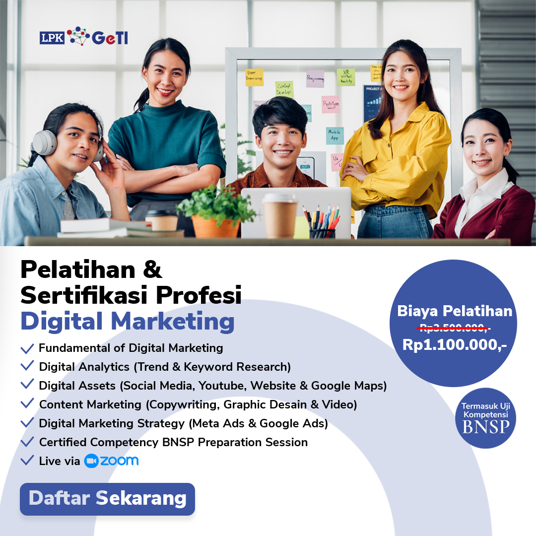 Sertifikasi Digital Marketing – Kelas GETI